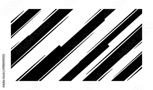 Black and White Diagonal Stripe Pattern with Alternating Lines Seamless Vector Design