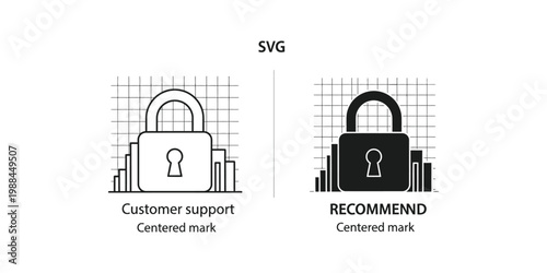 Comparison of customer support and recommendation security icons in svg format