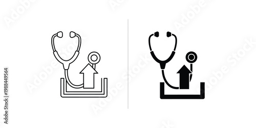 Healthcare symbols depicting medical consultation and patient recovery improvement