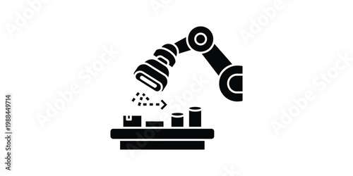 Robotic arm dispensing materials onto bar chart graphics for data visualization