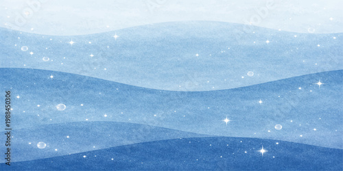 Abstract artistic depiction of flowing blue watercolor waves. a sense of tranquility. The image's soft gradients and subtle textures add to its artistic allure.