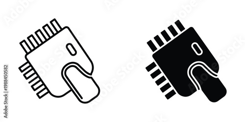 Comparison of parallel and serial port connectors in black and white icons