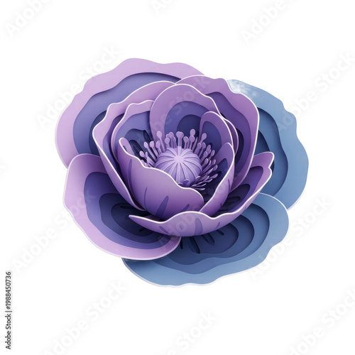 Purple blue layered paper cut flower design