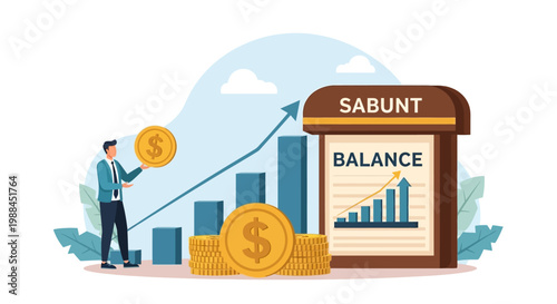 Businessman investing money to achieve financial balance and growth.