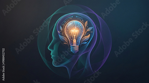 Futuristic AI Mind and Sustainability Innovation with Glowing Neural Network