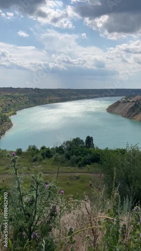 Beautiful nature view over large lake