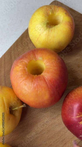 Removing apple core with knife