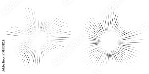 Sound wave, circular equalizer icons, round music soundwave shape, concentric energy burst. Vector illustration.