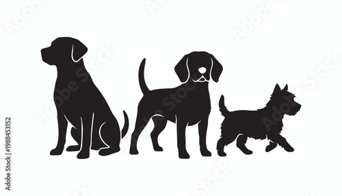 black and white silhouette set of dog very high quality vector illustration.