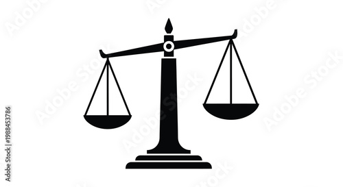 A black silhouette of traditional scales of justice representing balance and legal proceedings high quality professional