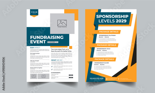 Sponsorship Laval Layout Design. Nonprofit Fundraising Flyer Business Concept Profile. 