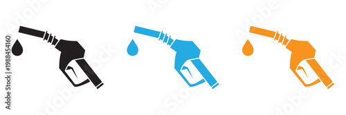 Fuel Pump Nozzle Icon in Outline and Solid Style – Gas Station, Petrol Dispenser and Energy Symbol Vector Isolated on White Background