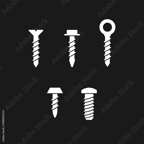 Set glyph icons of screws