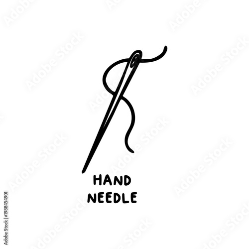 Hand Needle Sewing Tool Doodle Icon