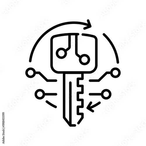 cybersecurity key color line icon.
