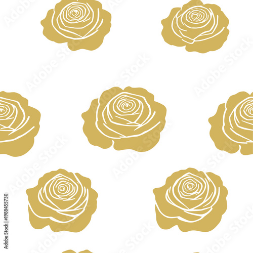 Seamless pattern of gold rose flowers isolated on transparent background with clean repeating layout ideal for overlays branding packaging and luxury surface design