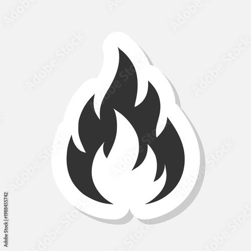 Fire bonfire icon sticker isolated on gray background