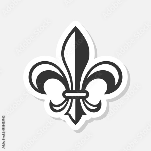 Fleur de lis icon sticker isolated on gray background