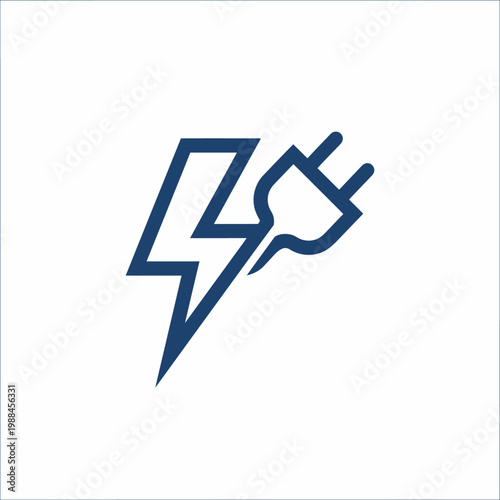 Electricity powers up a modern plug with a lightning bolt.