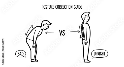 Posture Correction Guide - Bad vs Upright Stance Comparison.