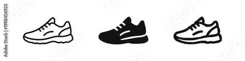 Running Shoe and Sneaker Icons Set - Sportswear and Fitness Footwear