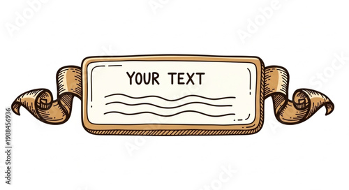 Vintage Banner with Scroll and Wavy Lines for Text.