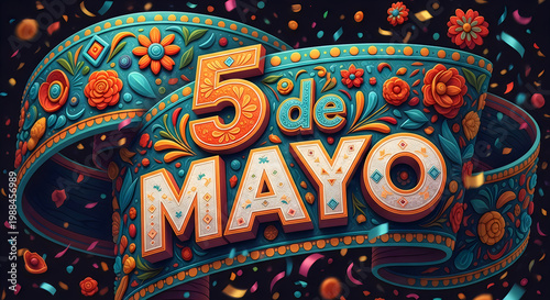 Happy cinco de mayo vibrant typography celebrating mexican heritage and festive traditions