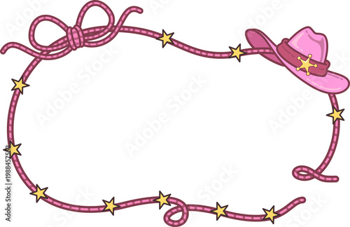 Pink Western Rope and Cowboy Hat Border