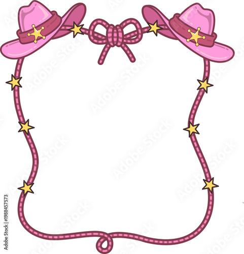 Pink Cowboy Hat Border Frame Design Decoration