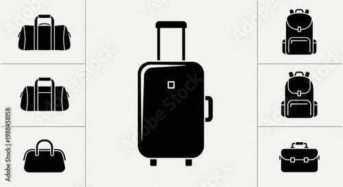 Collection of Travel Bags and Luggage Icons.