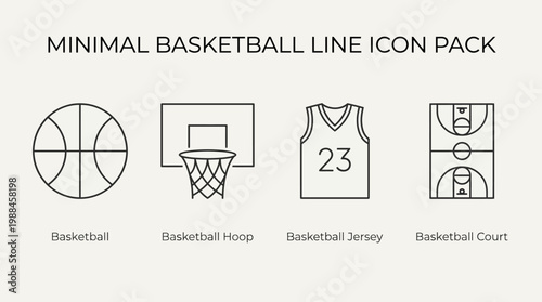 basket ball vector icon set with simple symbols 