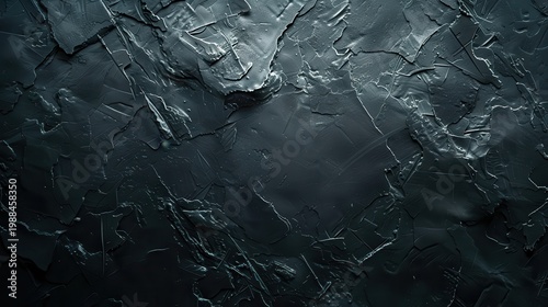 Dark, textured surface resembling cracked paint or metal, abstract digital illustration, moody industrial aesthetic