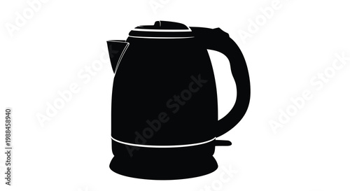 A minimalist silhouette of a black electric kettle isolated on a plain white background high quality