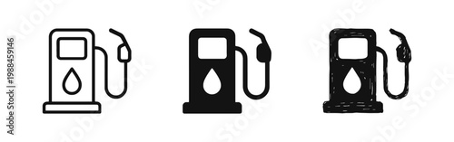 Gas Station Fuel Pump Icon Set for Petrol and Energy