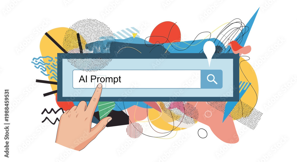 Obraz premium Unlocking creative insights with an AI prompt search, visualizing innovative ideas and digital exploration