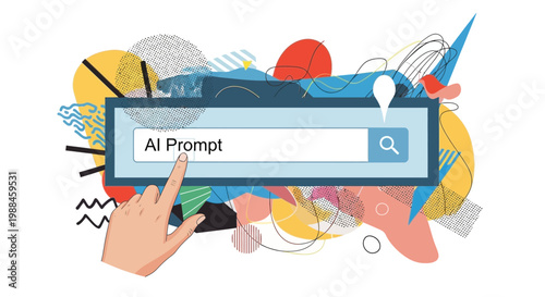Unlocking creative insights with an AI prompt search, visualizing innovative ideas and digital exploration