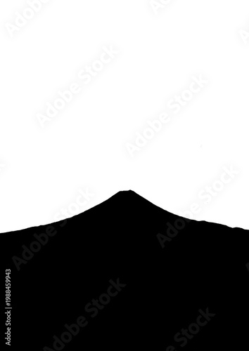 Fuji Mountain silhouette A4 vertical with copy space, solid black profile on white background, poster and cover layout