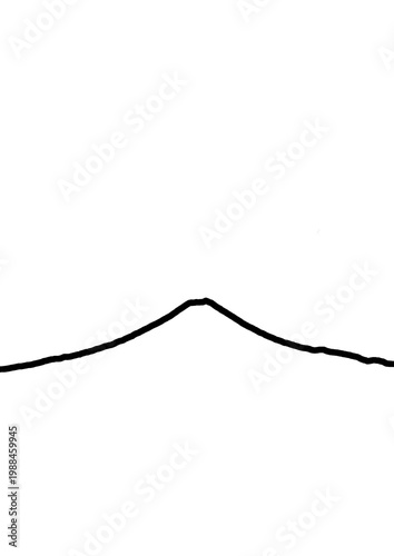Fuji Mountain profile line art A4 vertical, minimalist mountain skyline outline, simple line drawing for poster and tattoo.