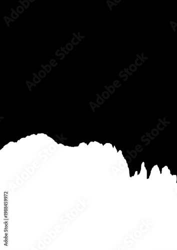 Rosengarten White mountain profile on black background, minimalist A4 vertical layout, inverted skyline silhouette