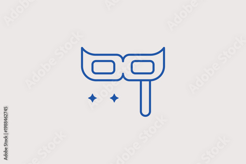 Masquerade eye mask line icon for carnival festivals and mysterious party events. Elegant Vector Illustration for ball invitations and costume shop branding.