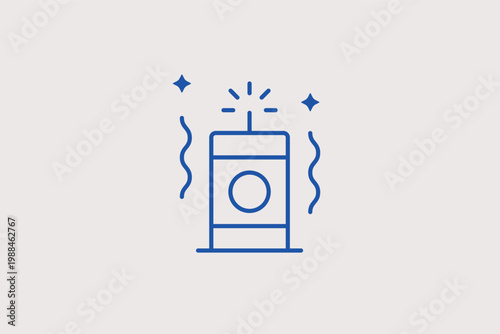 Exploding firecracker line icon for holiday celebrations and loud festive surprises. Dynamic Vector Illustration for New Year flyers and independence day graphics.
