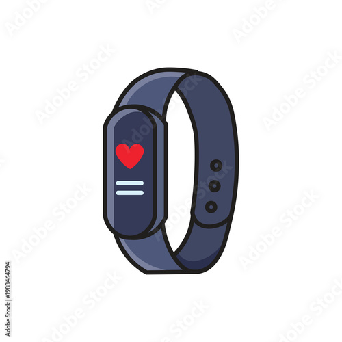 Smart Fitness Tracker Band Flat Illustration for Health Monitoring Device