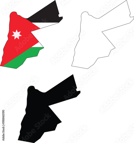 Map of Jordan. Jordan Map. Flag of Jordan maps territory. Outline map Jordan. flat style.