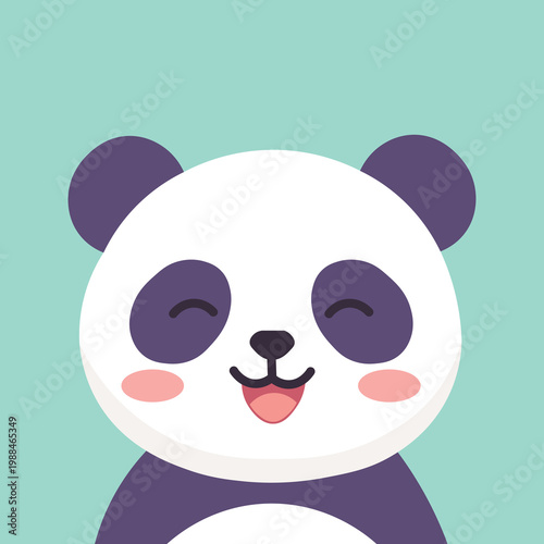 Cute Panda Face Cartoon Flat Illustration