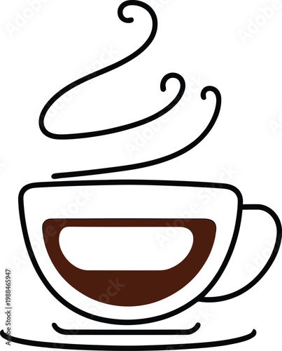 A simple vector illustration of a hot coffee cup representing a cozy cafe drink concept
