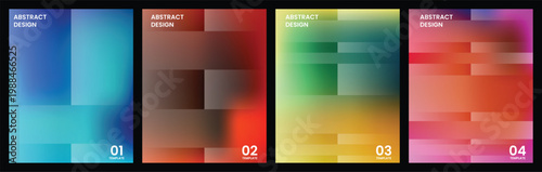 Four abstract gradient designs with numerical labels modern aesthetic
