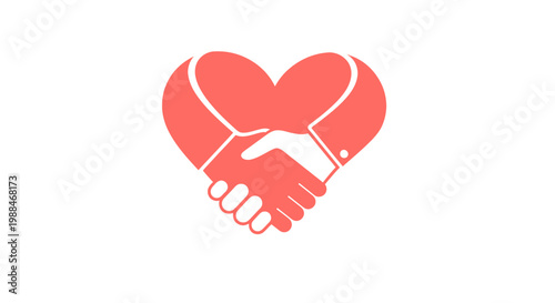 Heart symbol with handshake symbolizing partnership and support.