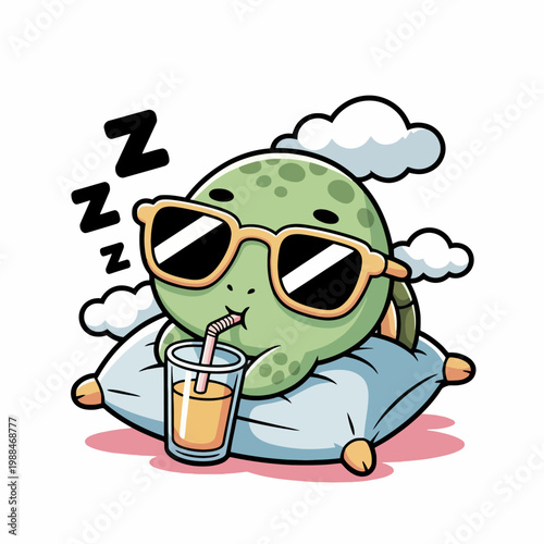 Cartoon Alien Wearing Sunglasses Relaxing.