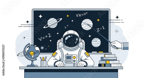 Astronaut in Space Exploration Office Setting.