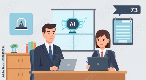 Business professionals working with artificial intelligence.